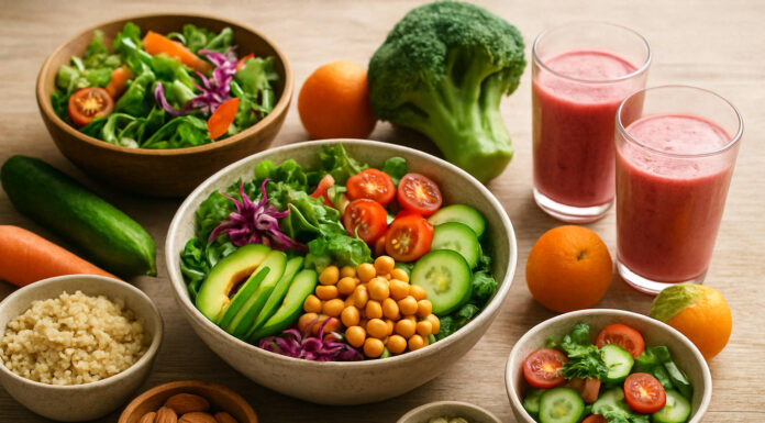 Produkty i składniki diety wegańskiej na stole