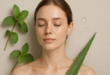 Kobieta po mezoterapii igłowej w otoczeniu natury