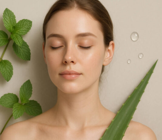 Kobieta po mezoterapii igłowej w otoczeniu natury