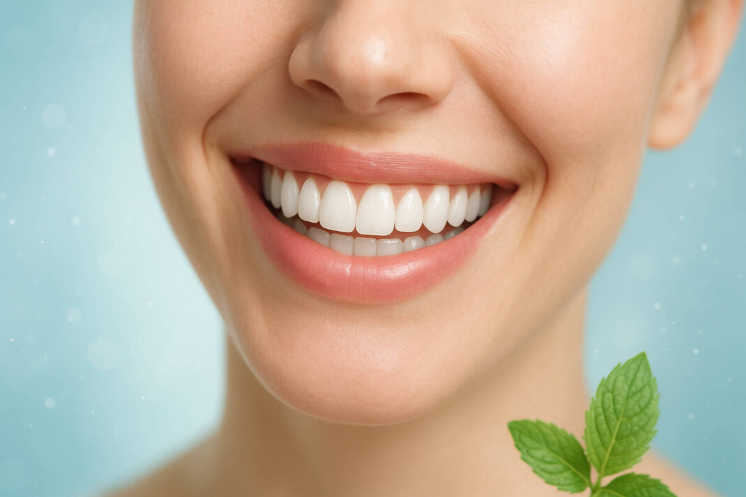 Kobieta z białymi zębami i zdrowym uśmiechem