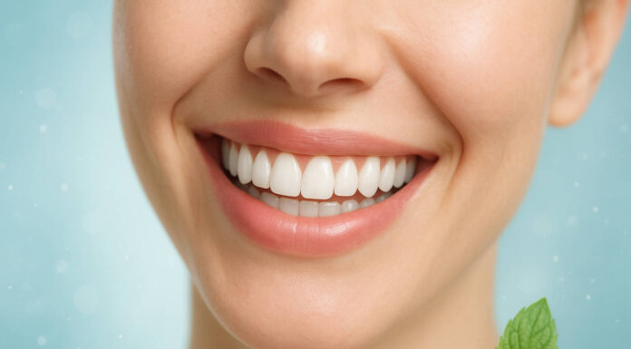 Kobieta z białymi zębami i zdrowym uśmiechem