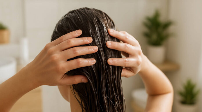 Kobieta pielęgnująca włosy i skórę głowy w kontekście swędzenia