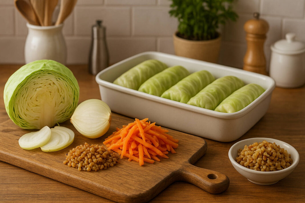 Proces przygotowywania wegetariańskich gołąbków