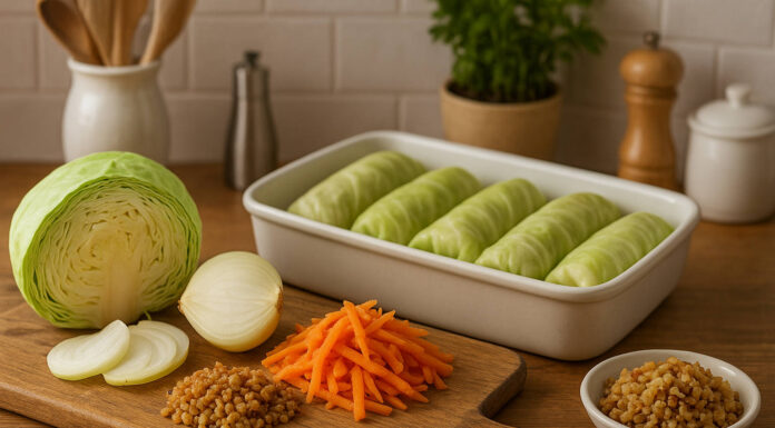 Proces przygotowywania wegetariańskich gołąbków