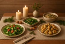 Wigilijny stół ze zdrowymi daniami