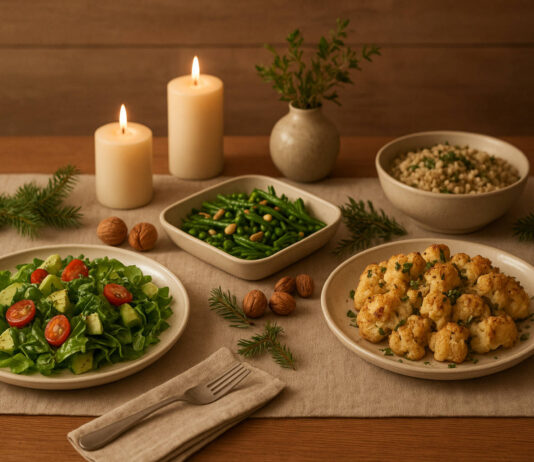 Wigilijny stół ze zdrowymi daniami