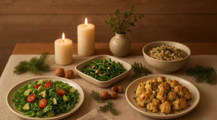 Wigilijny stół ze zdrowymi daniami