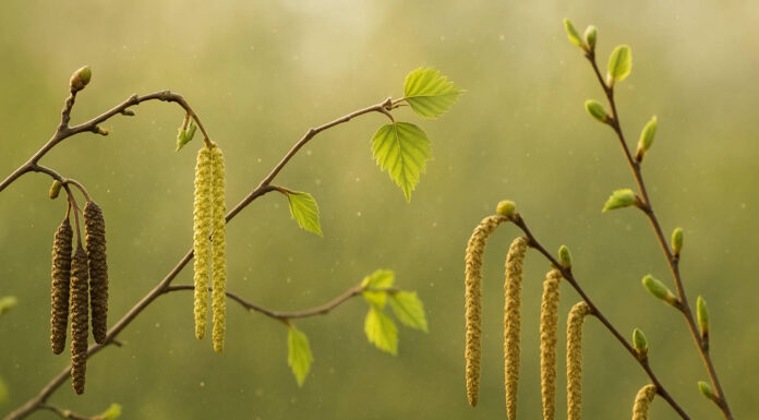 Kwiaty roślin pylących w marcu - Olcha/Olsza, Brzoza i inne