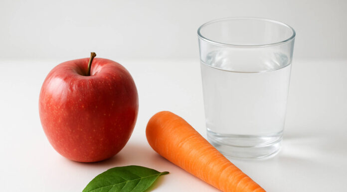 Jabłko, marchewka, zioła i szklanka wody - dieta gersona