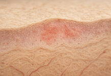 Ilustracja skóry w przekroju wskazującej na liszaja płaskiego