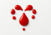 Krople krwi układające się w serce w kontekście krwiodawstwa
