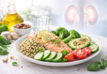 Talerz zdrowego jedzenia zalecanego przy diecie w trakcie chorób nerek