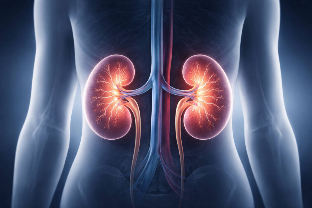 Anatomiczna ilustracja nerek w ludzkim organizmie