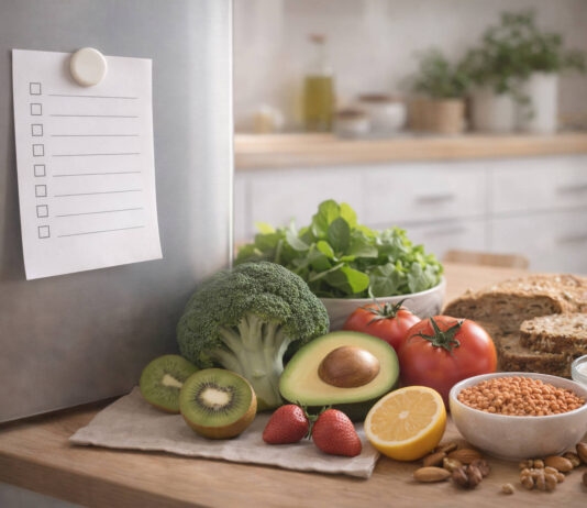 Lista zakupów na lodówce oraz produkty o niskim indeksie glikemicznym