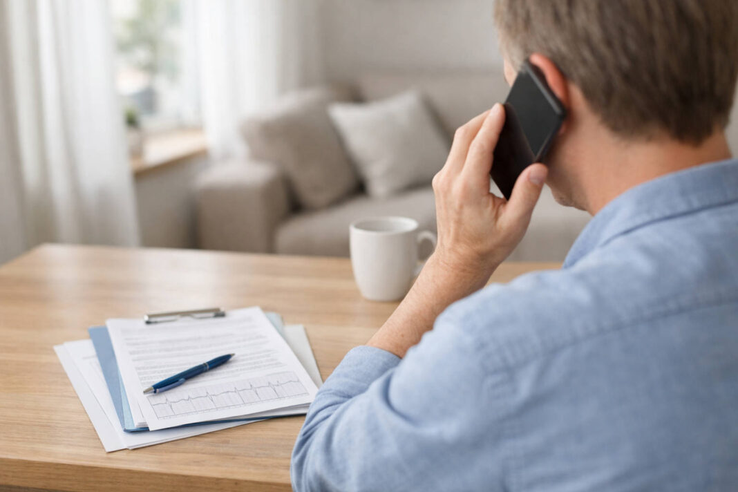 Mężczyzna (pacjent), dzwoniący na infolinię w kontekście praw pacjenta