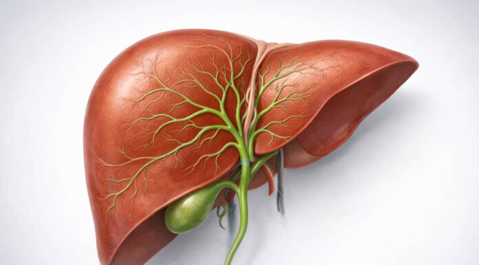 Ilustracja wątroby i dróg żółciowych w kontekście badania GGTP