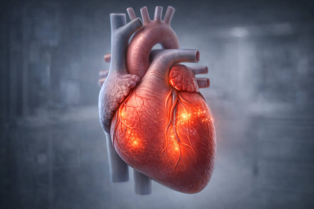 Mięsień serca (grafika 3d) z objawami zapalenia