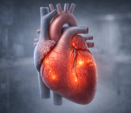 Stan zapalny serca, diagnoza objawów i leczenie Mięsień serca (grafika 3d) z objawami zapalenia