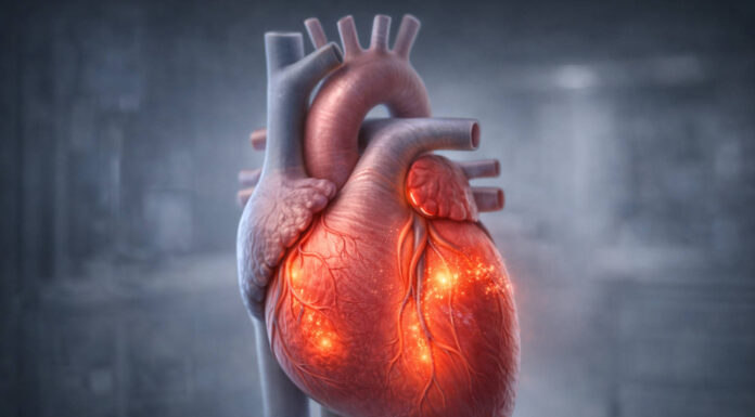 Mięsień serca (grafika 3d) z objawami zapalenia