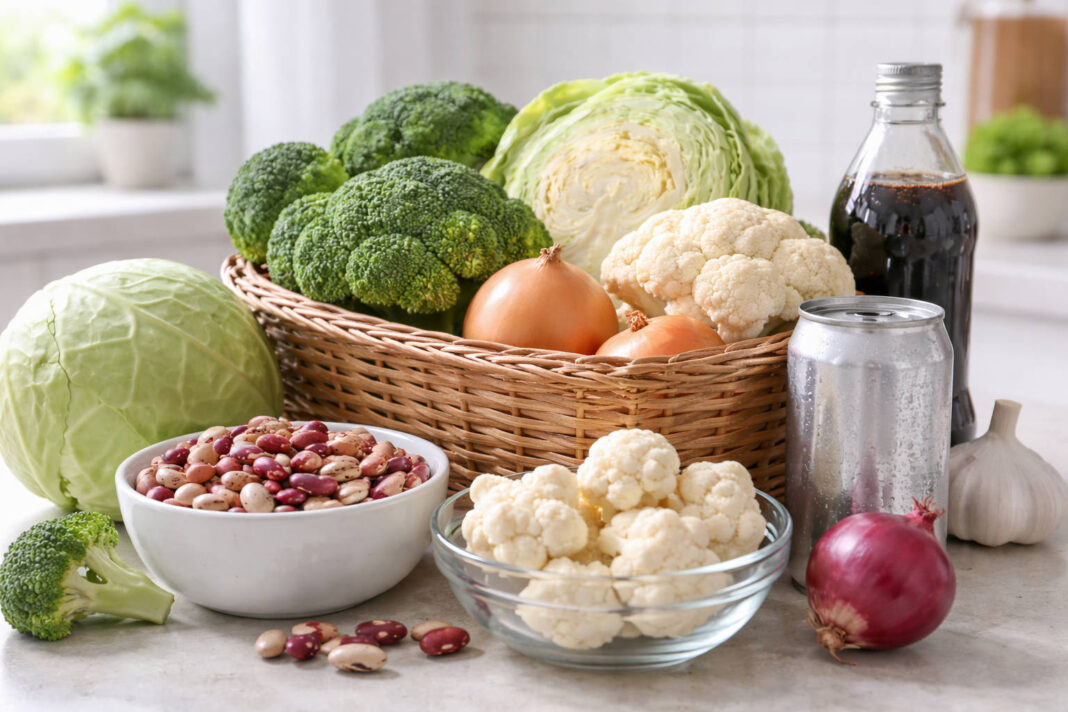 Produkty wzdymające, leżące na kuchennym stole