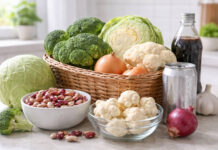 Produkty wzdymające, leżące na kuchennym stole