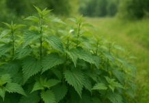 Pokrzywy na polnej drodze