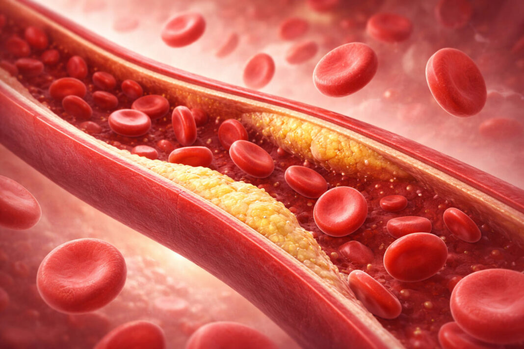 Ilustracja żył zatkanych przez "zły" cholesterol LDL