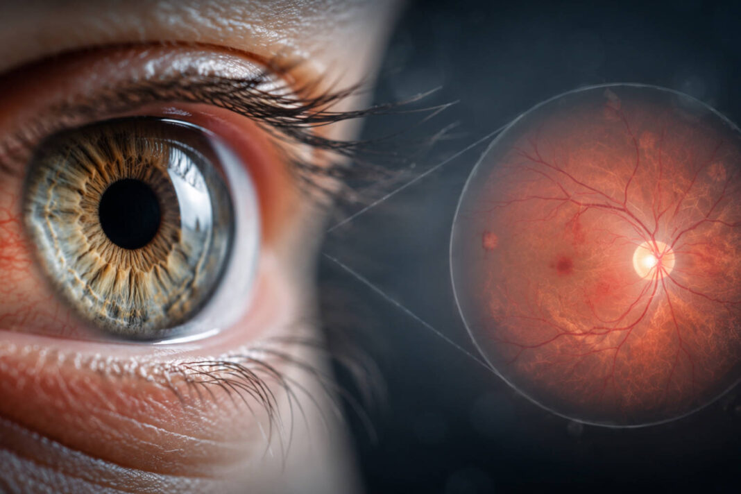 retinopatia-cukrzycowa Rysunek oka i powikłań w wyniku retinopatii cukrzycowej