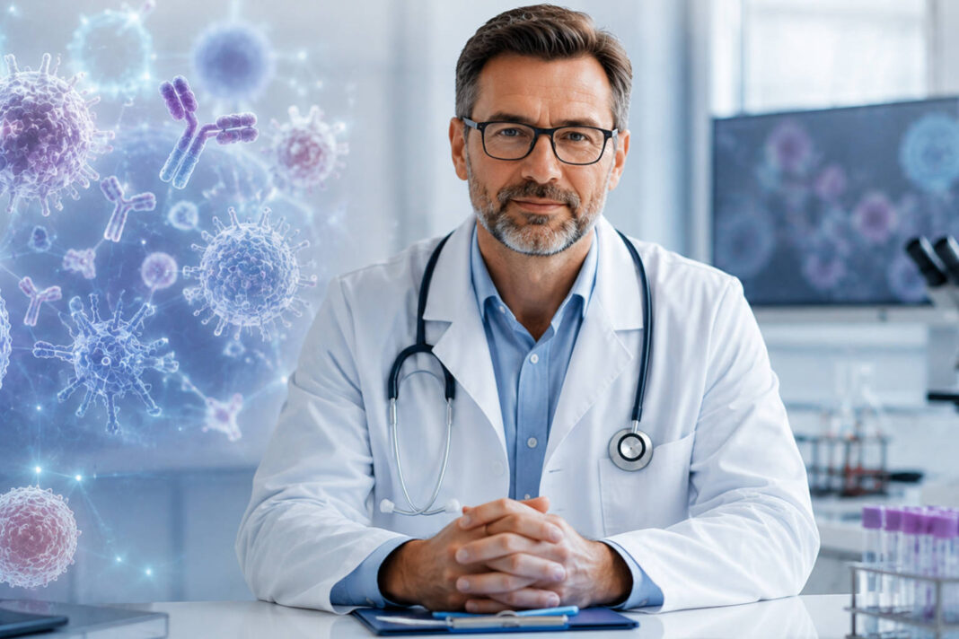 Immunolog i wizualizacja wirusów obok i w tle