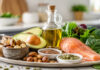 Produkty bogate w tłuszcze, orzechy, siemię lniane, oliwa, łosoś